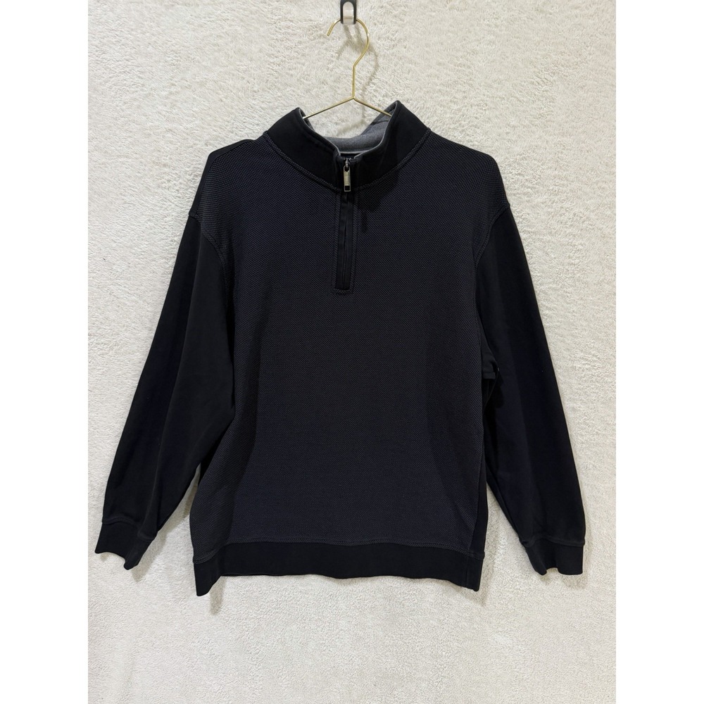 Ted Baker Mens XL Black Gray Quarter Zip Long Sleeve Pullover Shirt Career